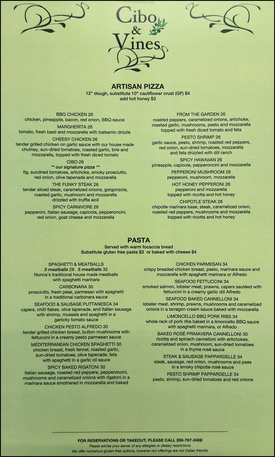 image of food main menu part 2a