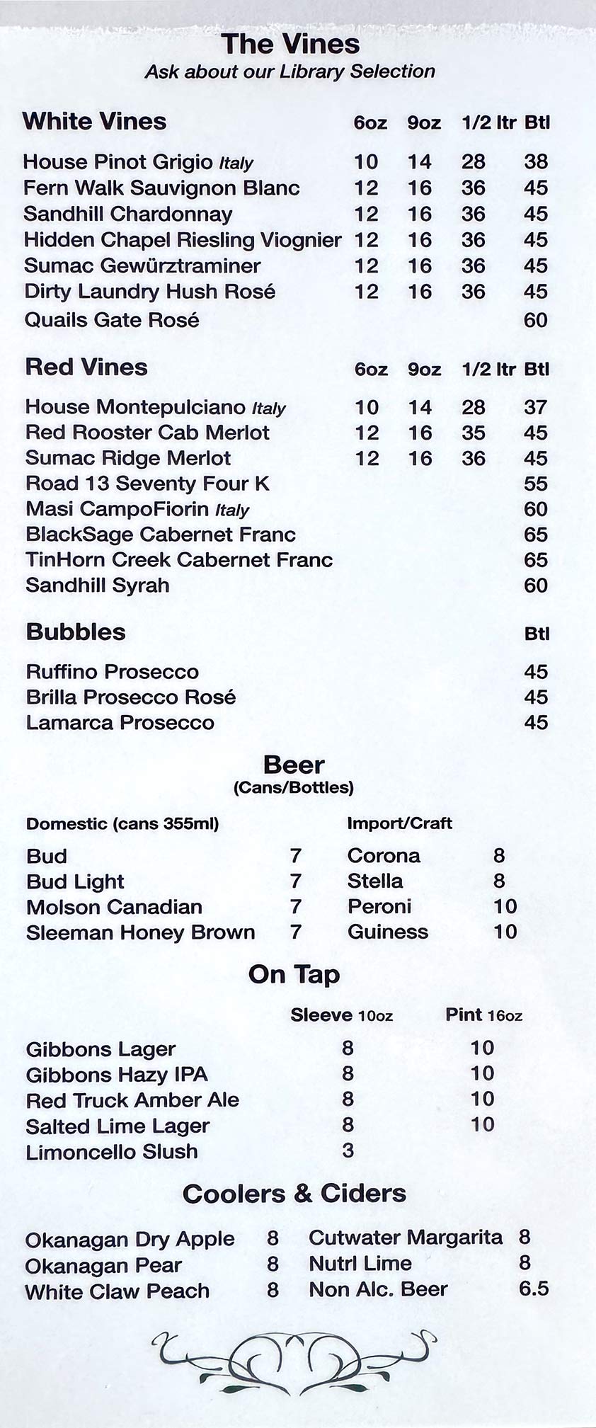 image of drinks menu part 1