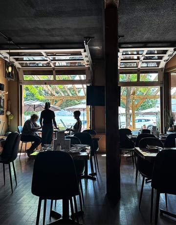 Italian food on the patio at Cibo and Vines overlooking Peachland’s waterfront